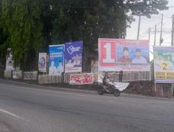 Diduga Melanggar PKPU, Paslon Cakada dan Cagub Diduga Pasang Baliho di Taman Kota Lahat