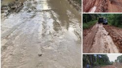JALAN DESA BANYUMAS DAN PURBAMAS KECAMATAN KIKIM TENGAH KABUPATEN LAHAT RUSAK PARAH, GENANGAN LUMPUR MEMUTUS AKSES MASYARAKAT