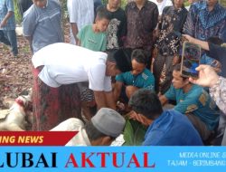 Kades Edi Herman Jaya Hadiri Penyembelihan Hewan Kurban di Desa Lecah