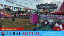 Suasana pasar malam Safaria di Desa Karang Agung menjelang jam operasional.